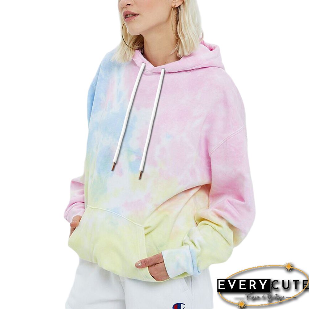 Light Pink Digital Tie-dye Print Hoodie