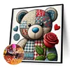 Patch Rose Teddybär - runder Bohrer Diamantmalerei - 30*30cm