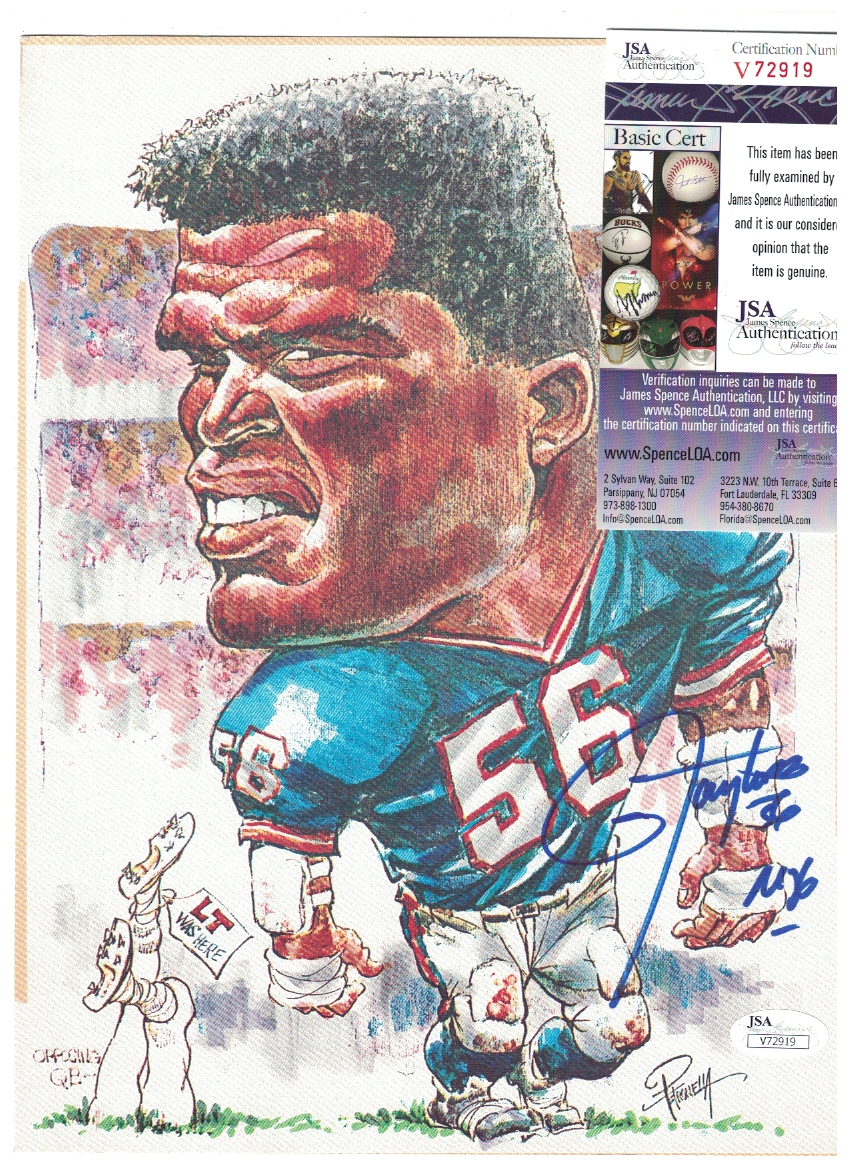 Lawrence Taylor New York Giants 8 1/2 x 11 Signed Caricature Print JSA SFX