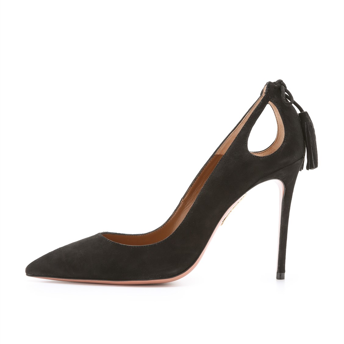 GOOSHOE Black Tassel Pointy Toe Stiletto Heel Pumps