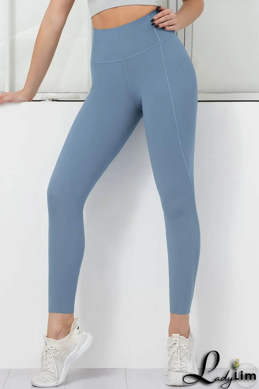 Orange Pink Casual Sportswear Solid Basic Skinny High Waist Trousers