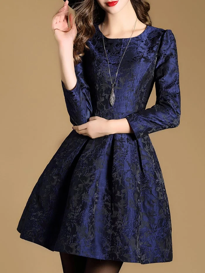 Fashion Long Sleeve Jacquard Dress
