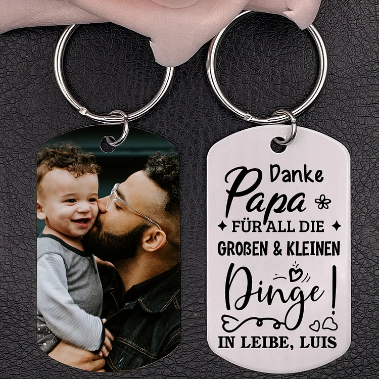 Personalisierbarer Foto & Text Schlüsselanhänger-Danke Papa Für all die großen & kleinen Dinge-Geschenk für Vater Vatertag