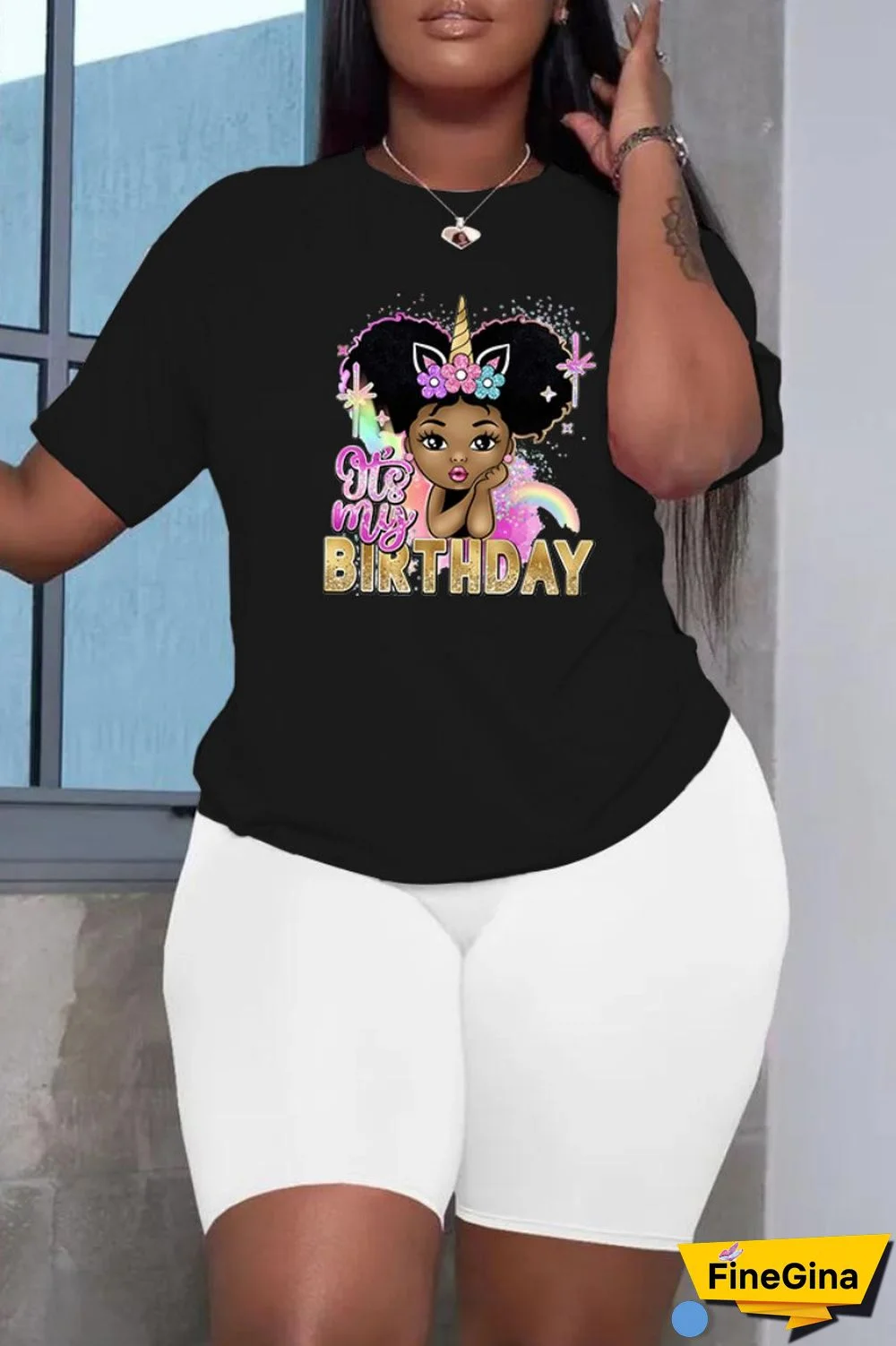 White Black Casual Print Basic O Neck Short Sleeve Two Pieces