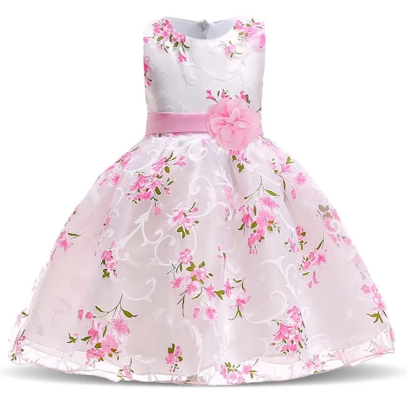 2021 Summer Kids Dresses For Girls Clothing Flower Toddler Girl Dress Pink Birthday Princess Dress Party Wedding Dress 2 3 Year
