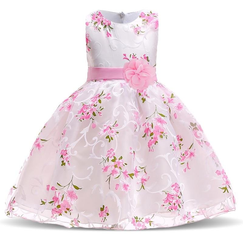 2021 Summer Kids Dresses For Girls Clothing Flower Toddler Girl Dress Pink Birthday Princess Dress Party Wedding Dress 2 3 Year