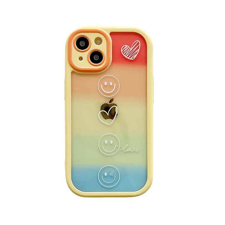 Smudge Rainbow Smiley Heart Phone Case