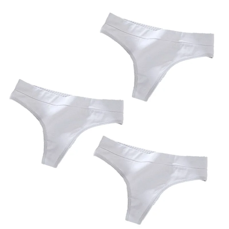 3Pcs/Lot Women's Cotton Thong Panties String Underwear Women Briefs Sexy Lingerie Pants Intimate Ladies Low-Rise G-String