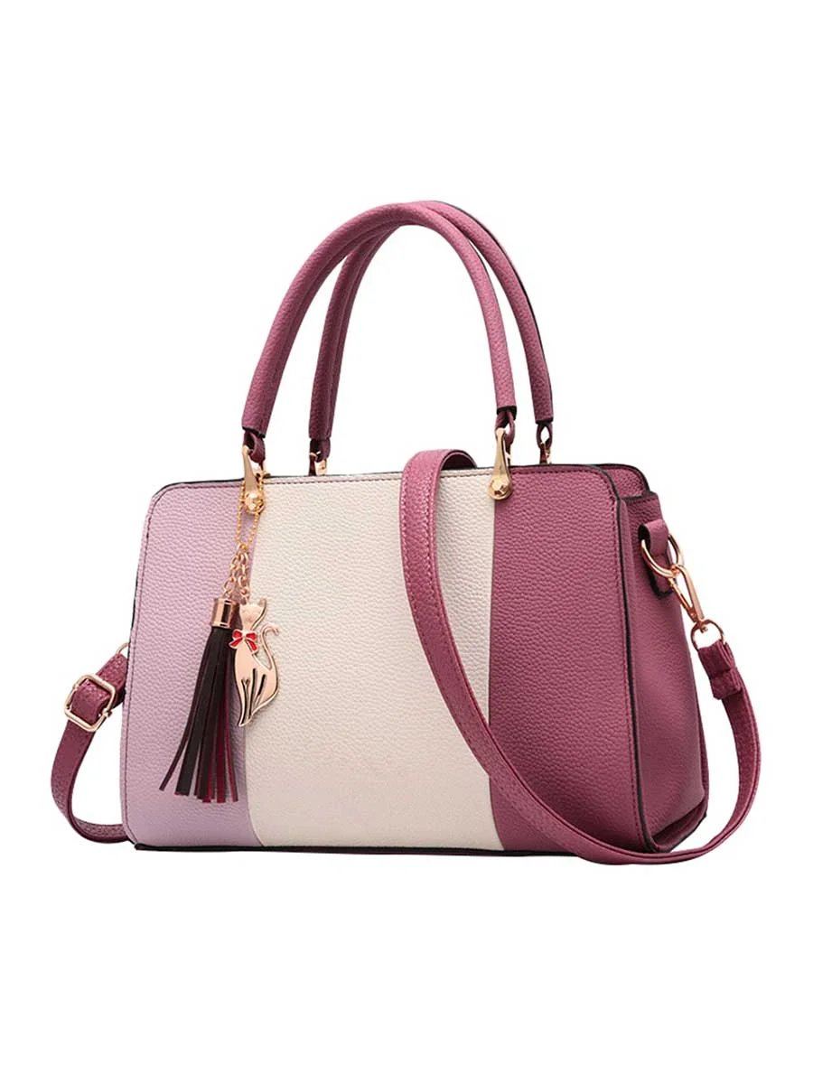 Contrast Color Handbag Soft Square Vertical Bag