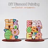 2pcs/set DIY Special Shape Diamond Painting Easter Bunny Egg Wooden Desk Ornament Craft Decor Kit