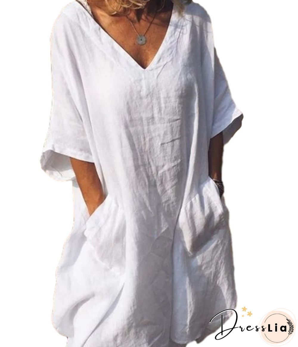 New Solid Color Skirt Plus Size White Dresses