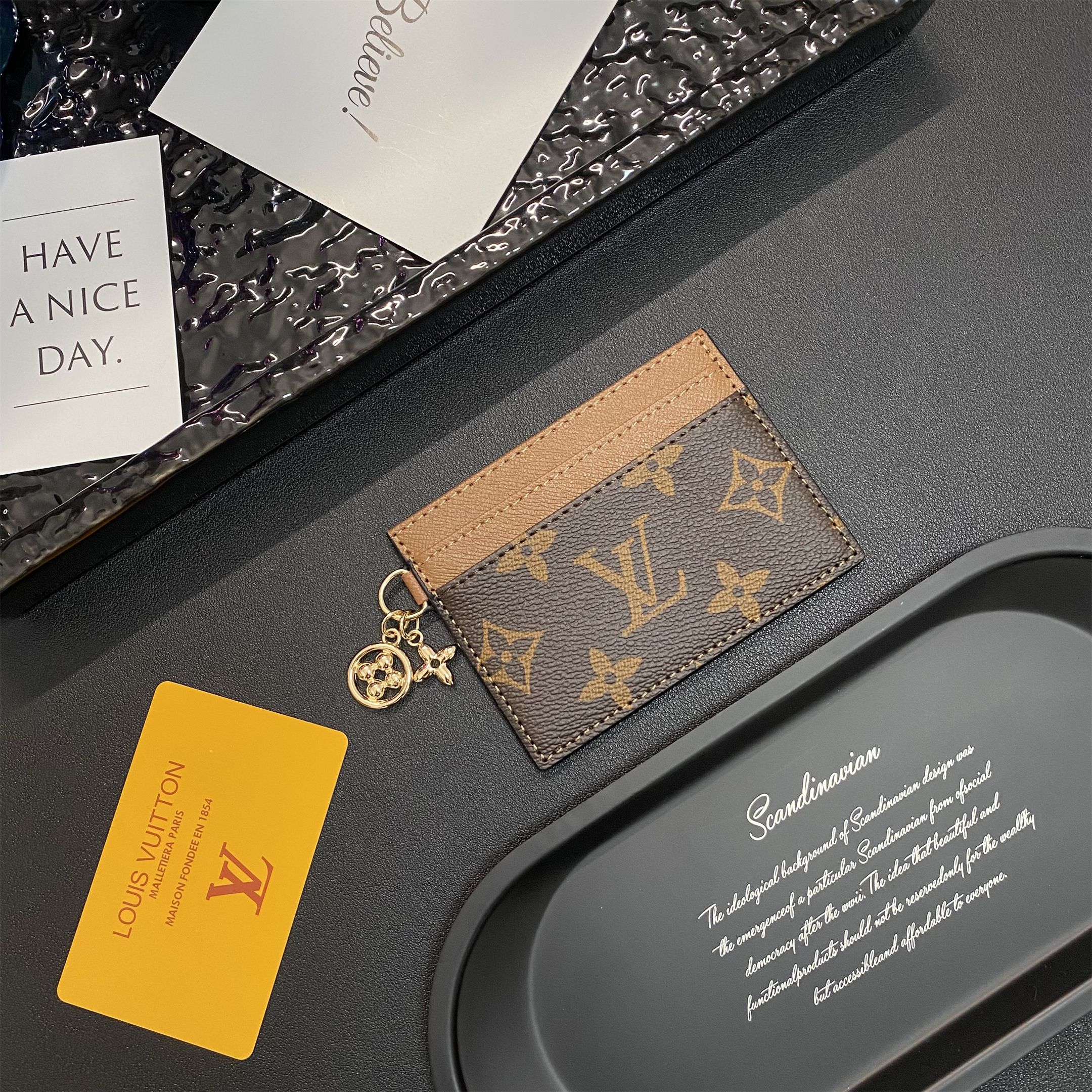 LV Pendant Wallet Monogram Canvas Card Holder Checkerboard Leather Case