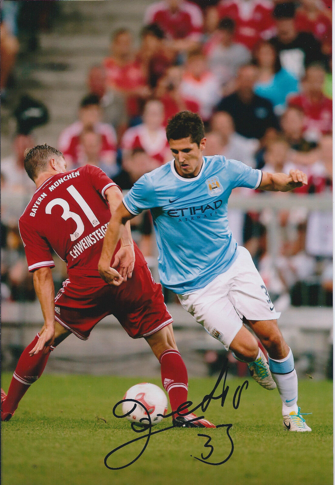 Stevan JOVETIC Signed Autograph 12x8 Photo Poster painting AFTAL COA Man City Champions League