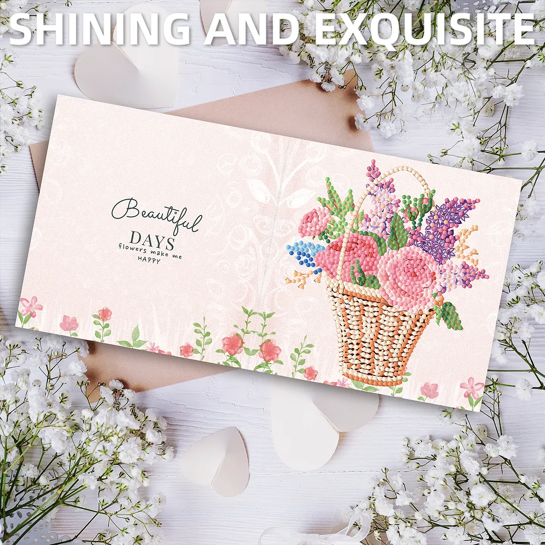 8PCS Flowers DIY Diamond Painting Greeting Card Kits with Envelopes Diamond Art Greeting Cards Diamond Art Cards Kits for Adults DIY Crafts Family Friend Gifts