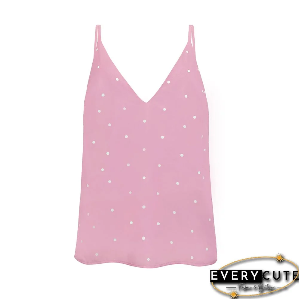 Pink Digital Print V Neck Camisole Tank