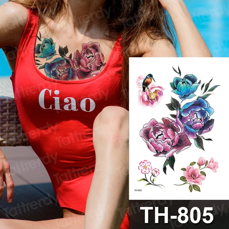 sexy temporary tattoo flower swallow fish tattoo watercolor stretch flower tattoo designs animals waterproof tatoo fake body art