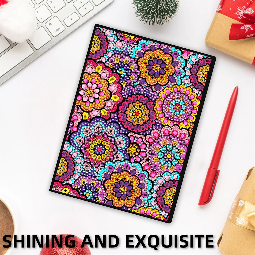 DIY Flower Diamond Painting Journals Notebooks 50 Pages A5 No Lines Special Shaped Diamond Art Kits for Beginners Craft Lovers and Artists (Mandala Pattern)