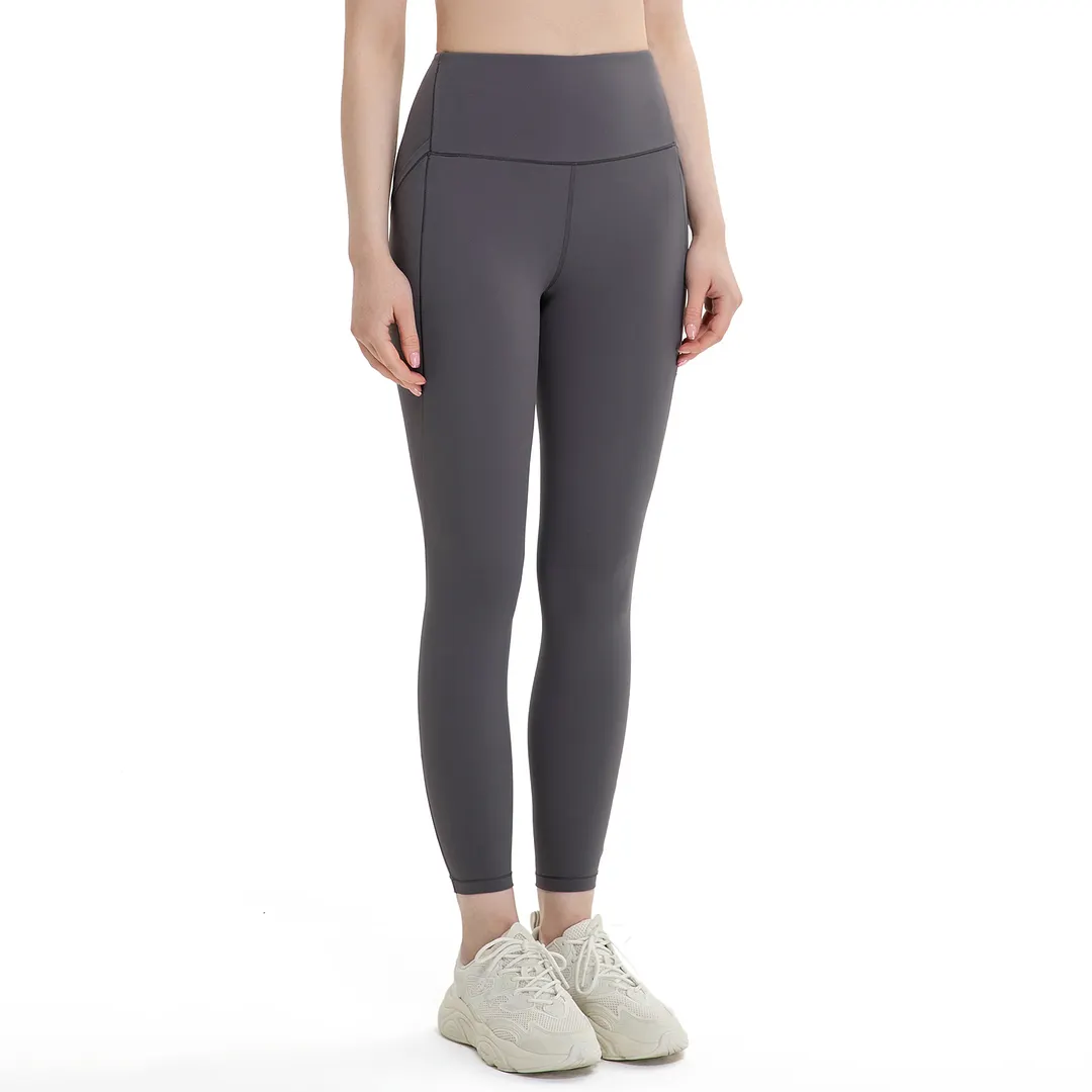 Titanium Gray Shop women's high waist eco friendly butt lifting tummy control yoga pants with slant pockets not see through online on Hergymclothing