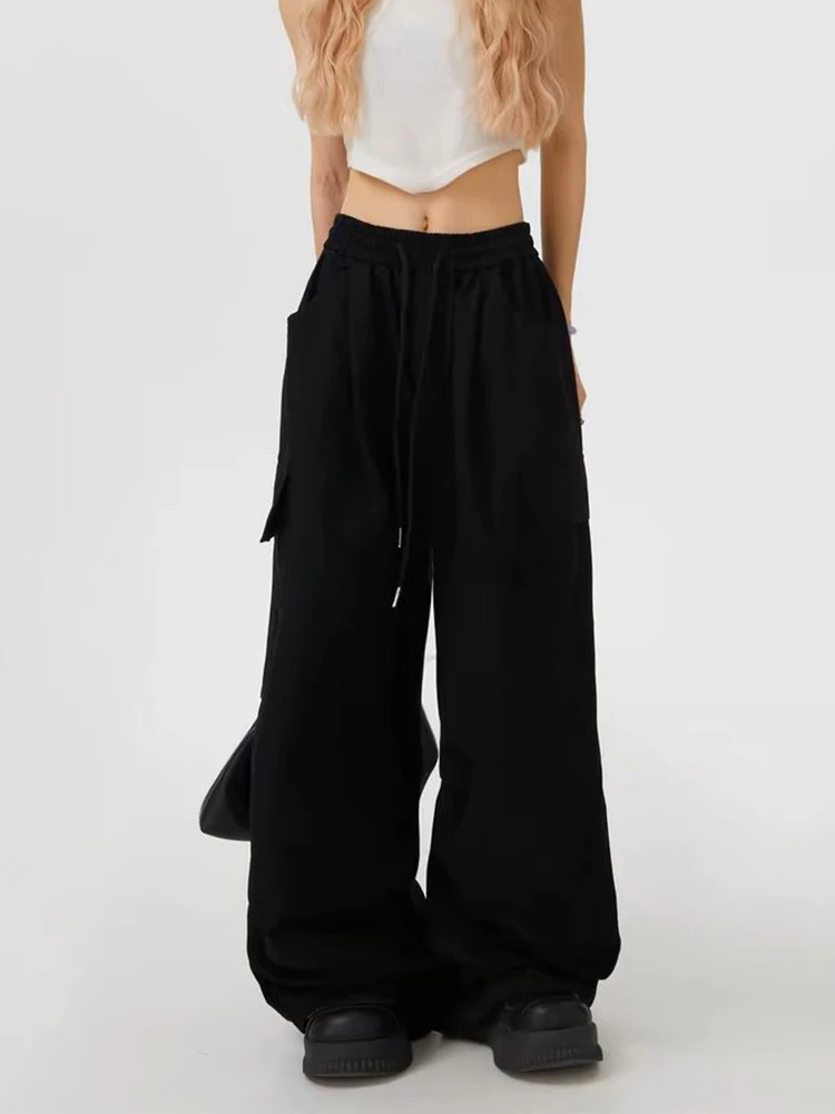 Gamezplane Streetwear Y2k Cargo Pants Women Vintage Harajuku High Waist Wide Leg Trousers Casual Loose American Bf Retro Hop Pant