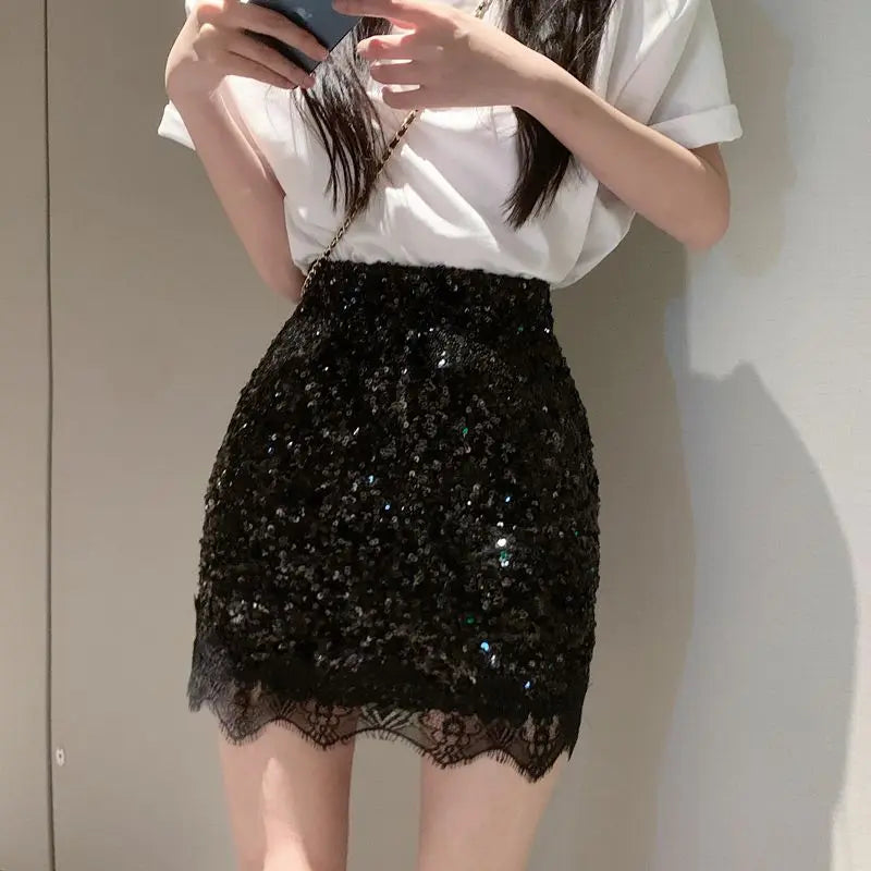 Aiertu NEW YEAR DRESS TO IMPRESS Skirts For Women Sequin Short Lace Mini Woman Skirt Harajuku Stylish Y2k Vintage Cheap V Modest Offer Aesthetic Hot Summer aiertu