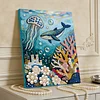 DIY Pearl Painting Ocean Sharks for Home Wall Decor with Frame(40x30cm)