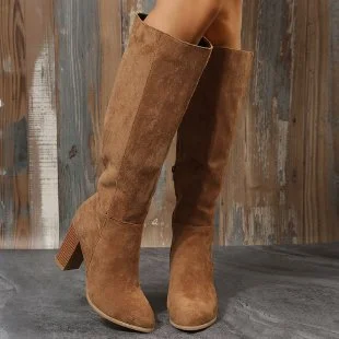 Yyvonne Size 2025 New Autumn And Winter Fashion Women's High-Heeled Long-Heeled Over-Knee Boots Thick Heel Thick Thick Thick Sand Shoes