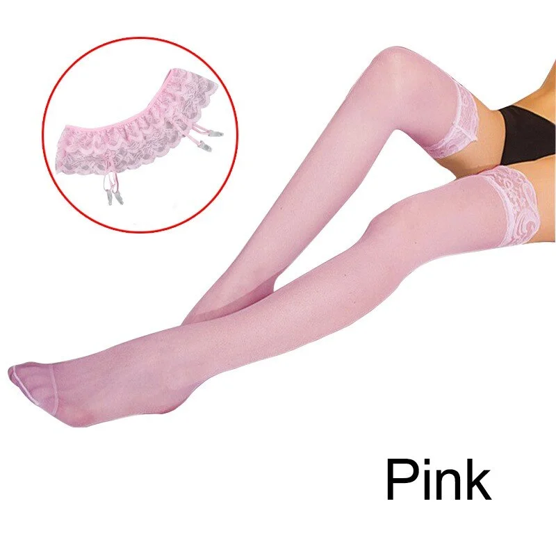 1Set Fashion Women Sexy Lace Soft Top Thigh-Highs Socks Long Knee High Socks Women Transparent Fashion Fishnet Stockings New