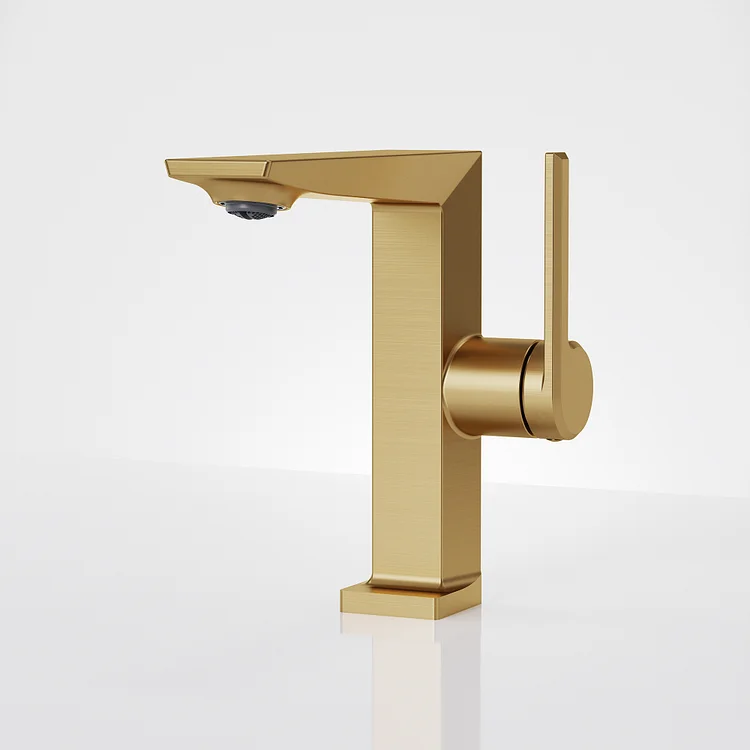 EVERSTEIN Square Single-Handle Bathroom Sink Faucet in Brushed Gold SFS-1304B-GD
