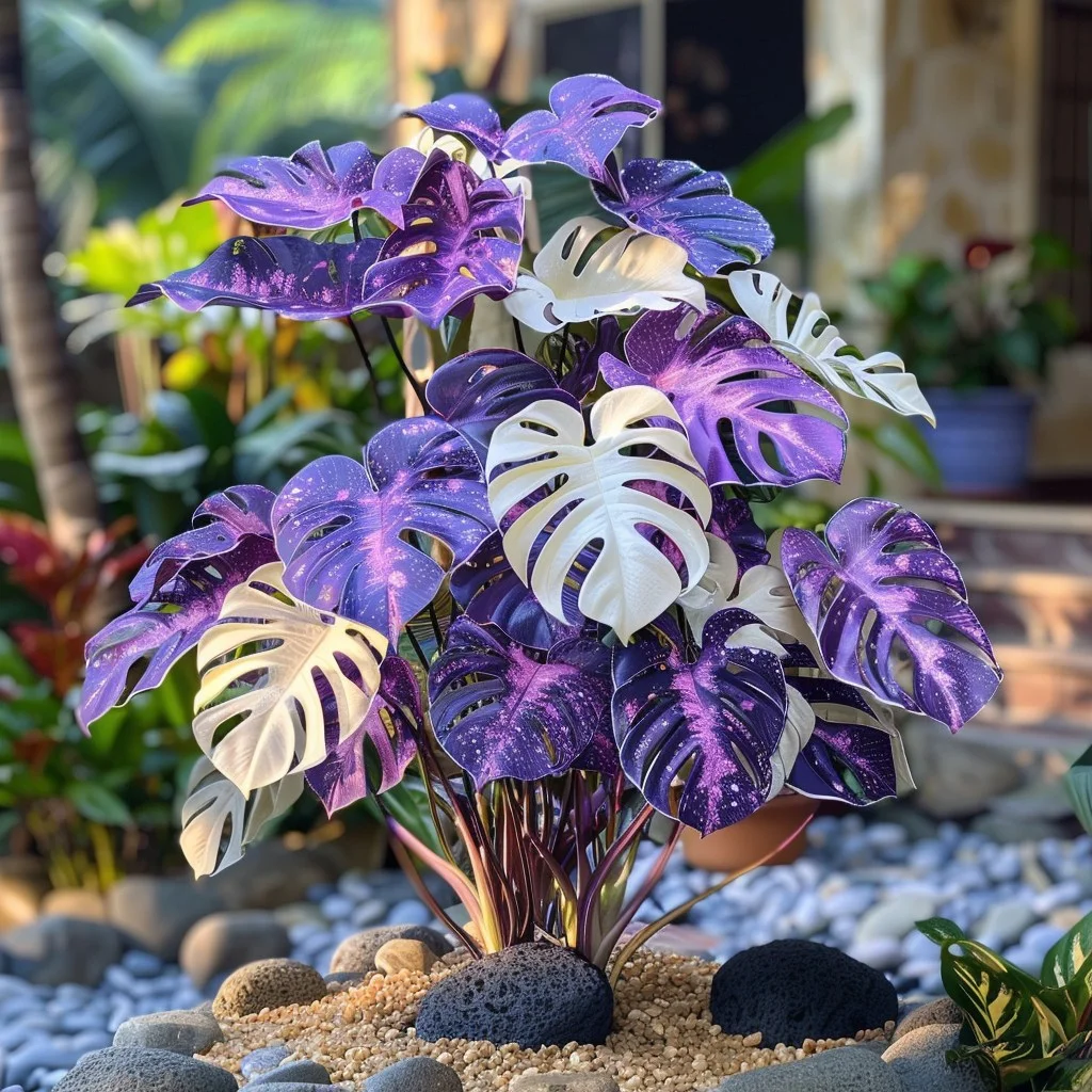 🌿Fascinating giant caladium🌈 - Bright Purple and White