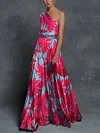 Floral Printed One-Shoulder Maxi Dresses
