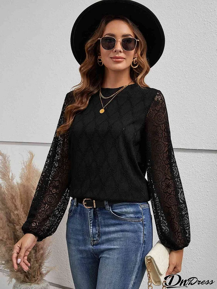 Round Neck Long Sleeve Blouse