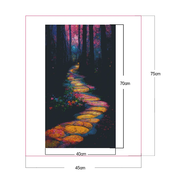 Full Square Drill Diamond Painting - Night Light Path In The Forest - 40* 70cm