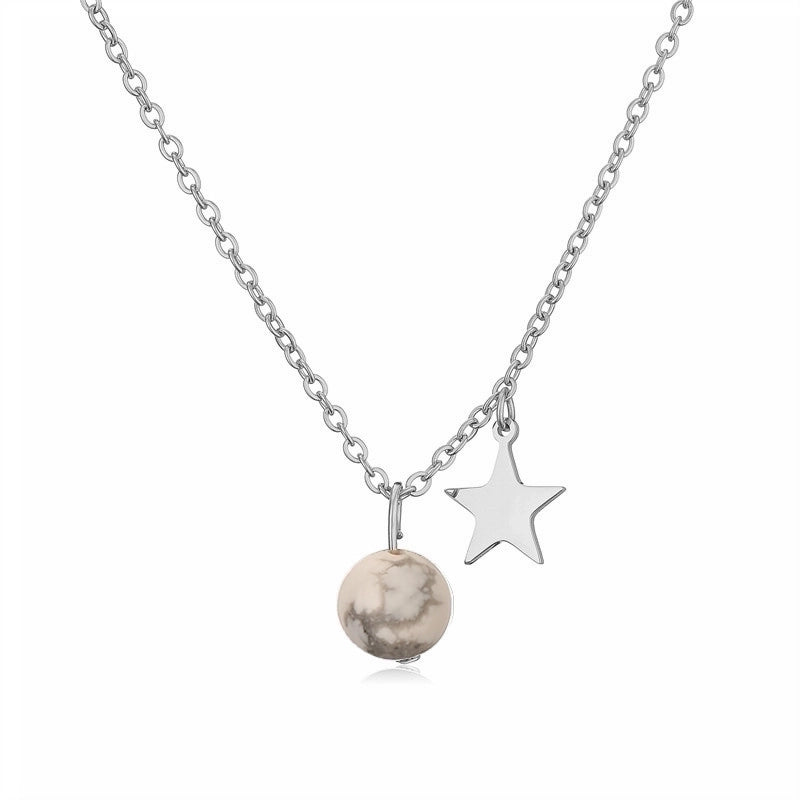 Casual Minimalist Star 304 Stainless Steel Natural Stone Plating Pendant Necklace