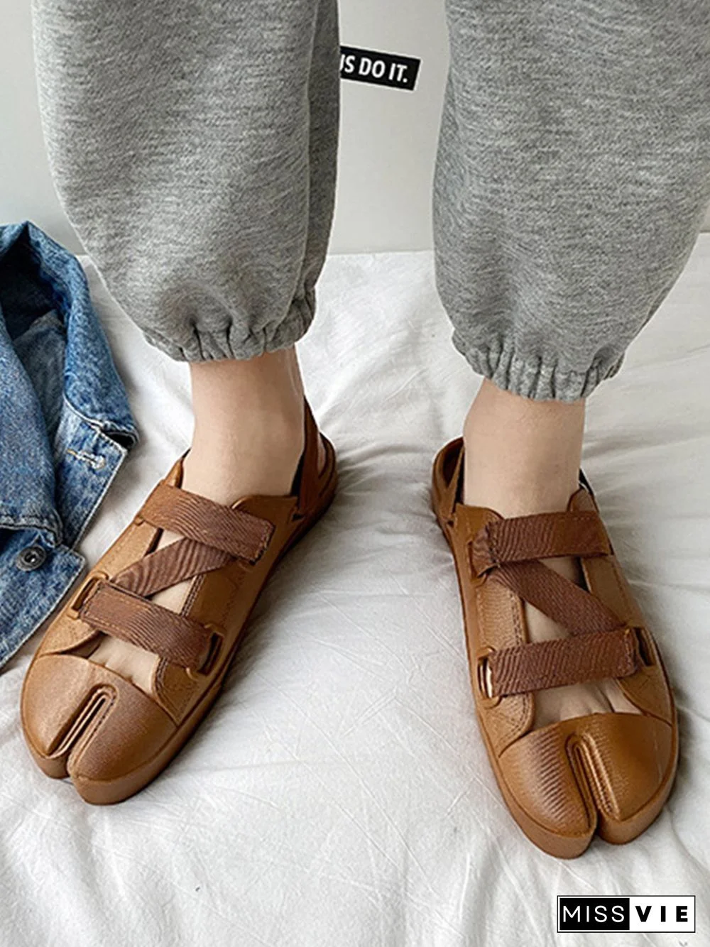 Casual Plain Split Toe Sandals