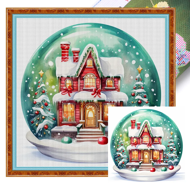 Christmas Crystal Ball Moving - Printed Cross Stitch 11CT 50*50CM