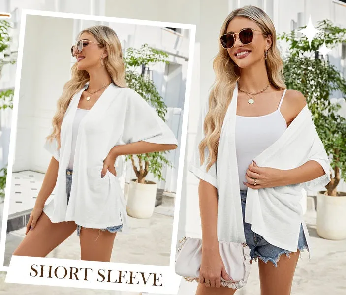 📢📢40% OFF !! ⏰2026 New Stylish Flowy Short Sleeve Cardigan