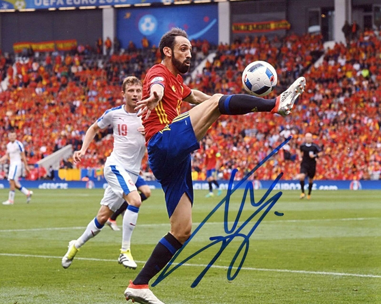 SOCCER Juanfran SPANISH NATIONAL TEAM autograph, In-Person signed Photo Poster painting