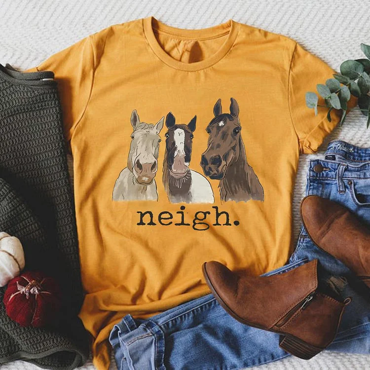 Neigh Horse Round Neck T-shirt