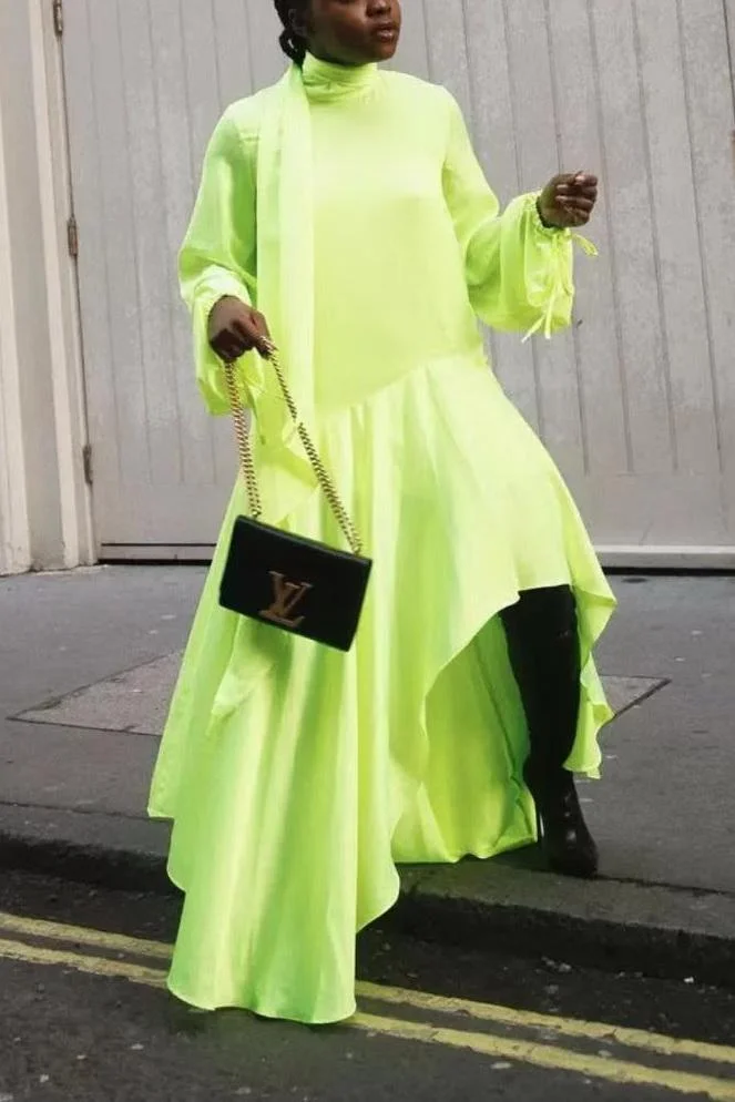 Fashion Irregular Green Long Dress