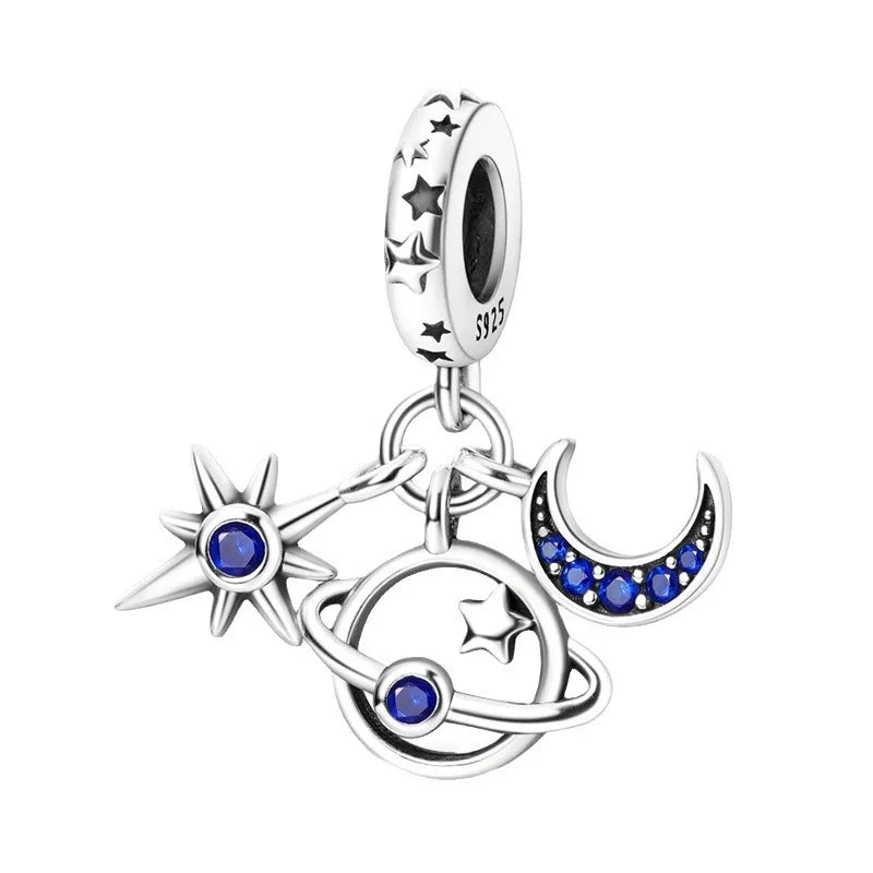 1 Piece 20.3*13.9mm 925 Sterling Silver Zircon Infinity Moon Pendant Beads Jewelry Accessories