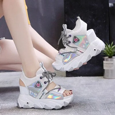 2021 New Platform Wedge Women Sandals Summer Beach Open Toe Woman Sandalias Breathable Thick Sole Mujer Casual Footwear 34-39