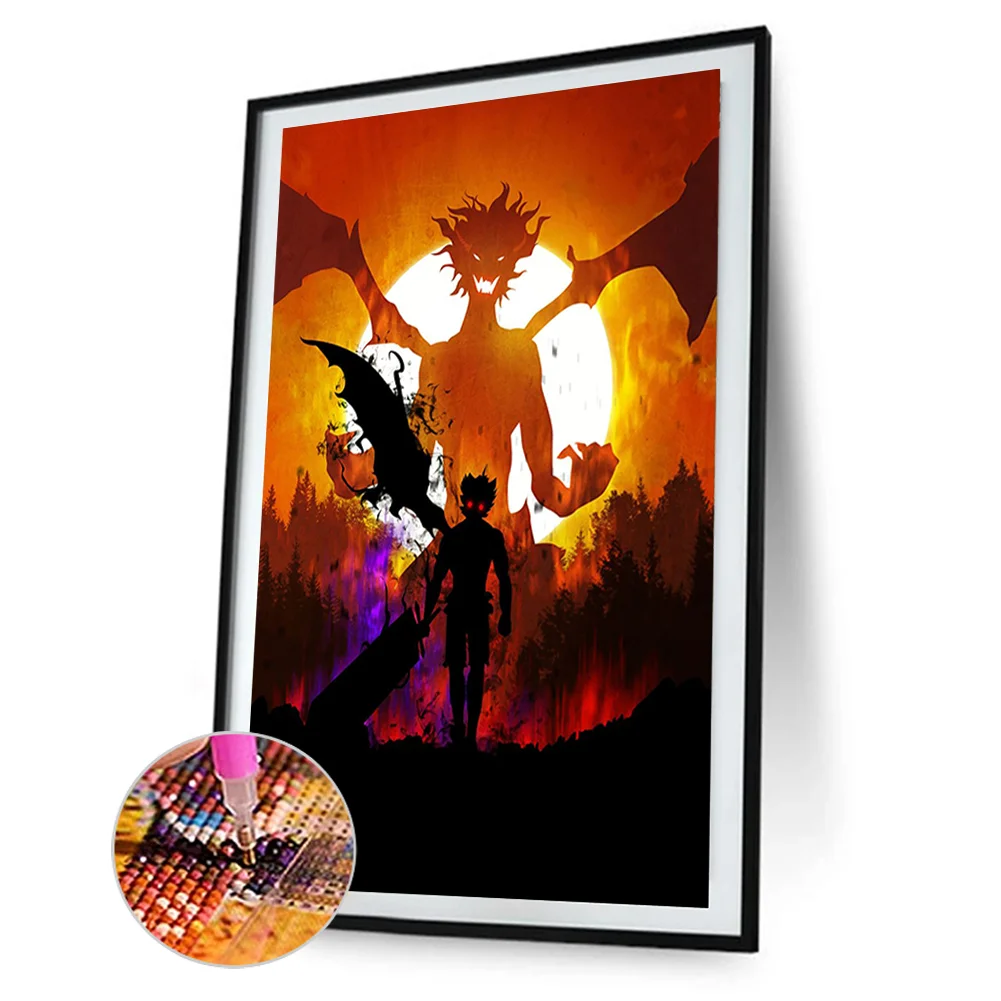 Full Round Diamond Painting 35*50cm - Attack On Titan - Silhouette