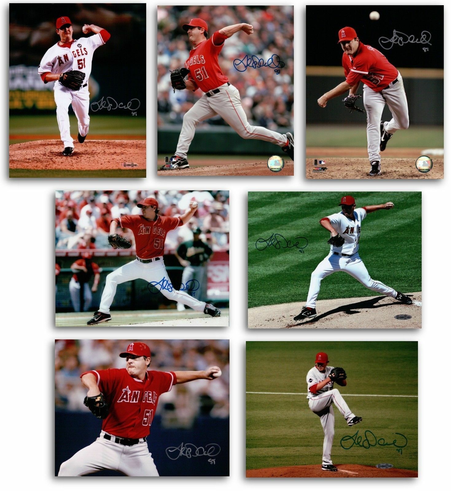 7 Different Joe Saunders Signed 8X10 Photo Poster painting Autographs Anaheim Angels Autos UDA