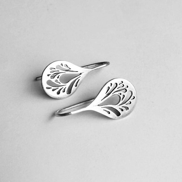 Exquisite 925 Sterling Silver hanging hook leaf drop type hollow out handmade DIY Earrings - Shop Trendy Women's Fashion | TeeYours