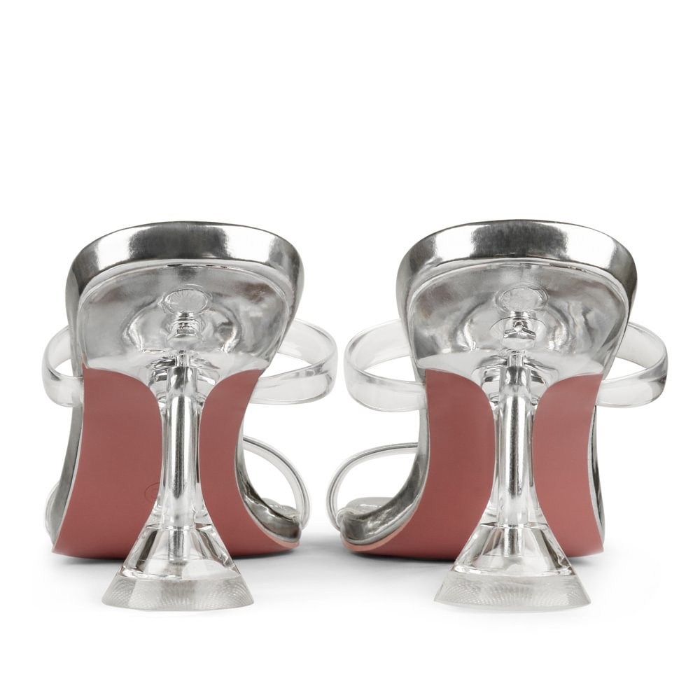 7cm/2.76''   Clear Chunky Heels for Women Low Heels Square Toe Shoes Sandals Women's Slippers