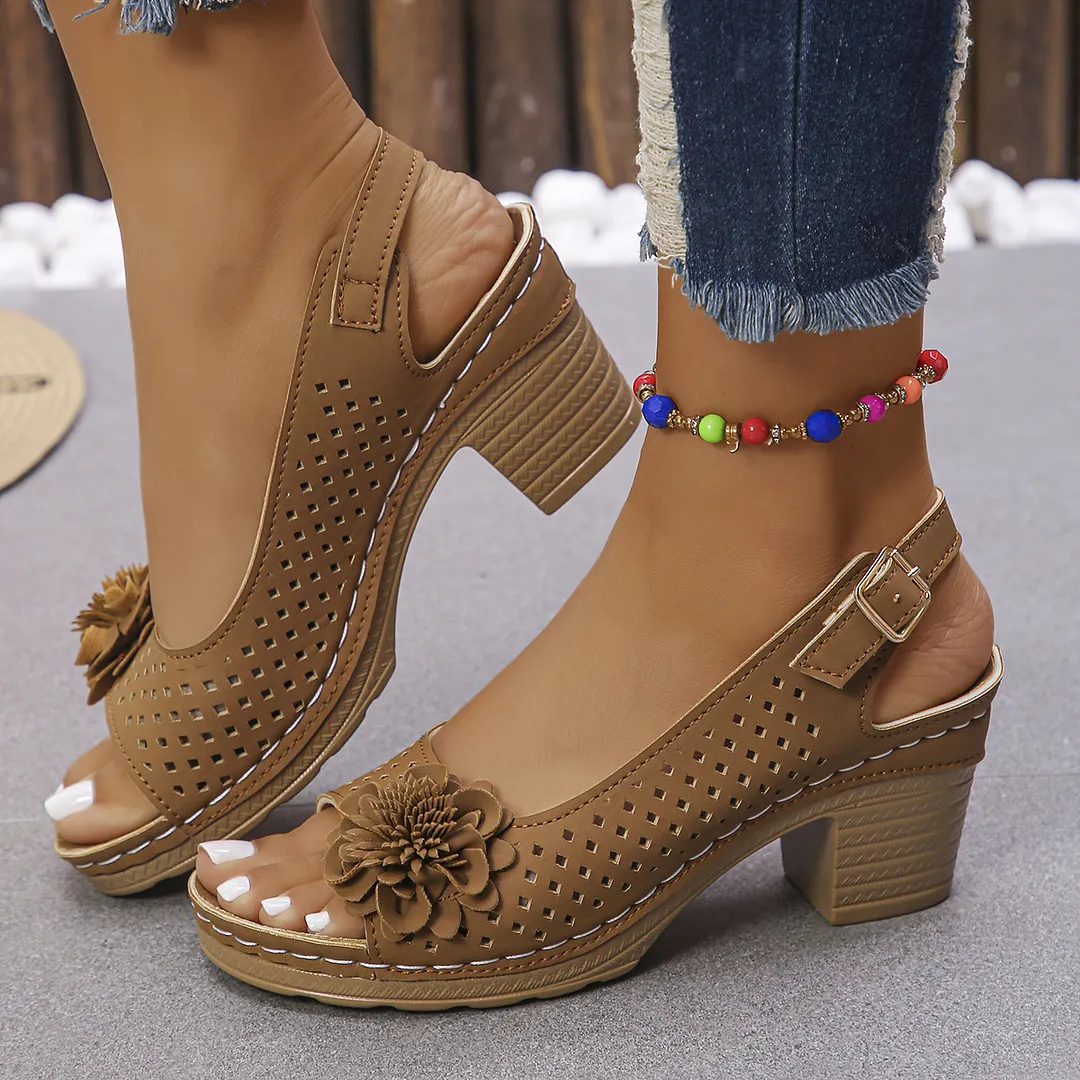Breakj Breakj Summer New Women's Slope And Thick-Soled Sandals Large-Size Fish Mouth Slope And Word Slope Heel Sandals