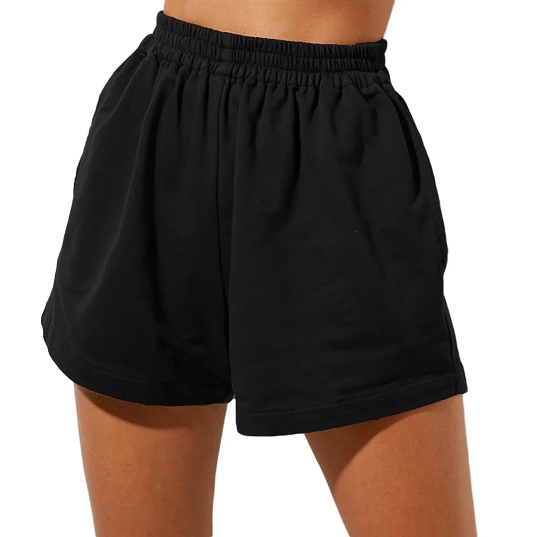 Graduation Gifts  Women Summer Casual Shorts Solid Color High Waist Elastic Loose Wide Leg Short Pants Sports Sweatpants Female Bottoms