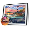 Diamond Painting-DIY Full Round Drill Sea Car Lighthouse