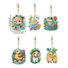 6PCS Diamond Painting Double Sided Nature and Animal Keychain Pendant