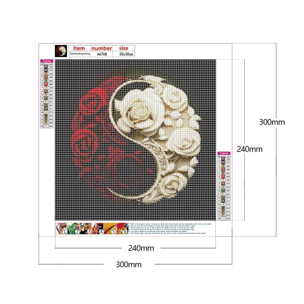 Diamond Painting - Full Round Drill - Yin Yang Flower(30*30cm)